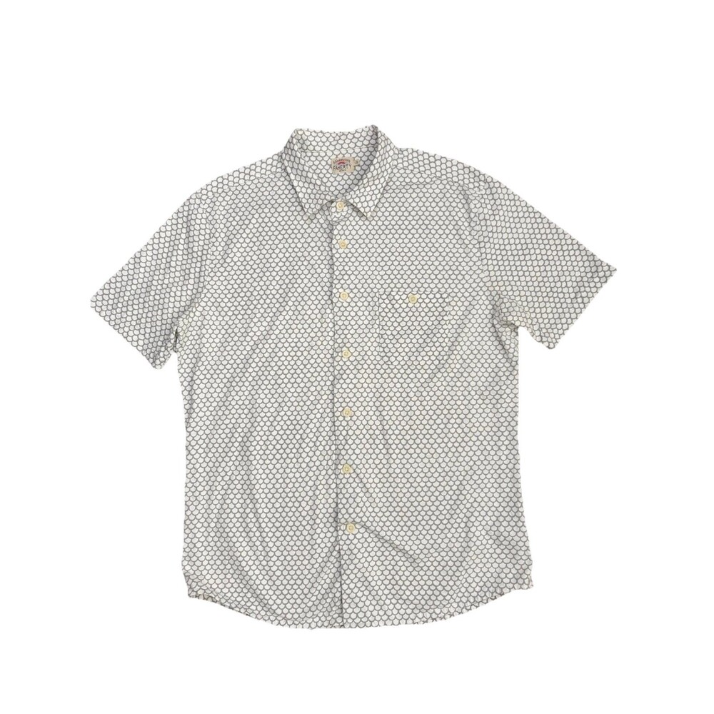 Faherty Men’s Short-Sleeve Stretch Playa Camp Shirt Gray Fish Scale Print LARGE